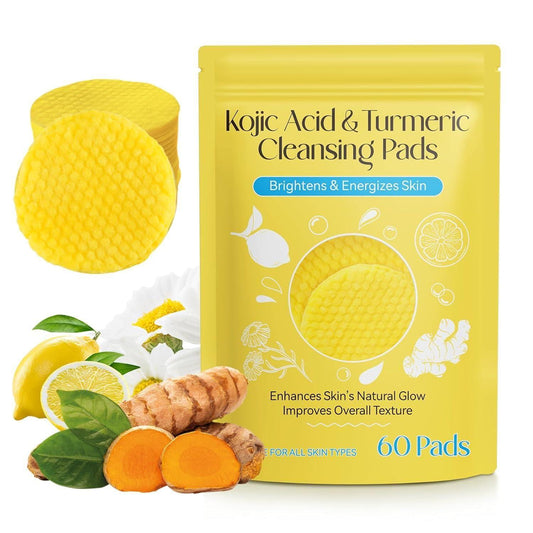 Turmeric Kojic Acid Cleansing Pads - Dark Spots Remover | Brightening Face Pads for Oily & Dry Skin